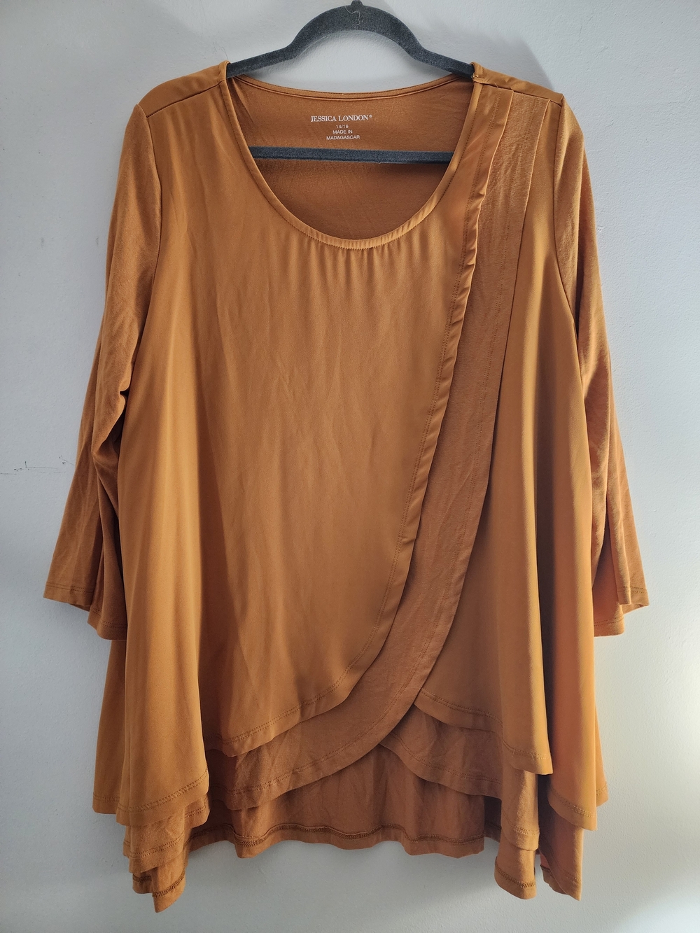 Jessica London Plus-Size Layered Scoop Neck Tunic in Rust